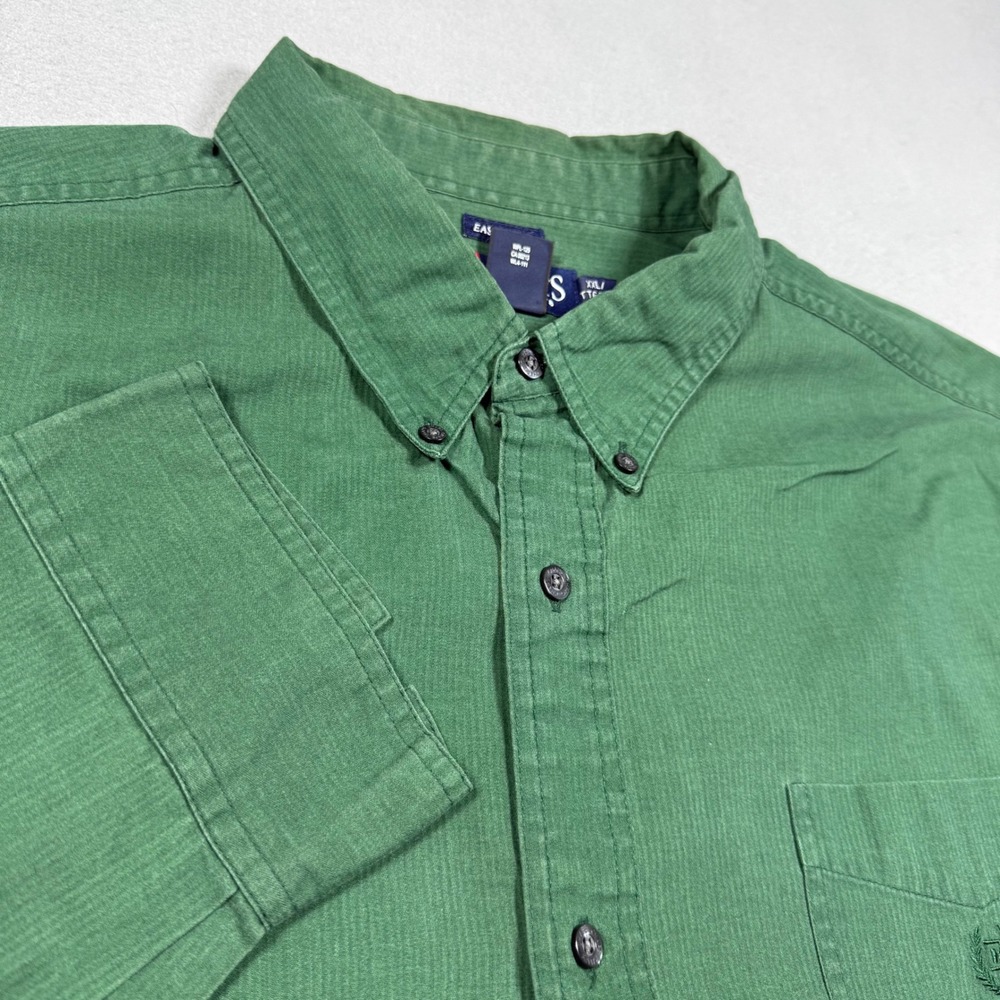 Chaps Mens XXL Green Easy Care Long Sleeve Button Down Shirt Pocket Logo